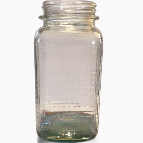 Vintage Quart canning/coffee Quilted Jar square with Waffle Grid Pattern - Picture 2 of 8